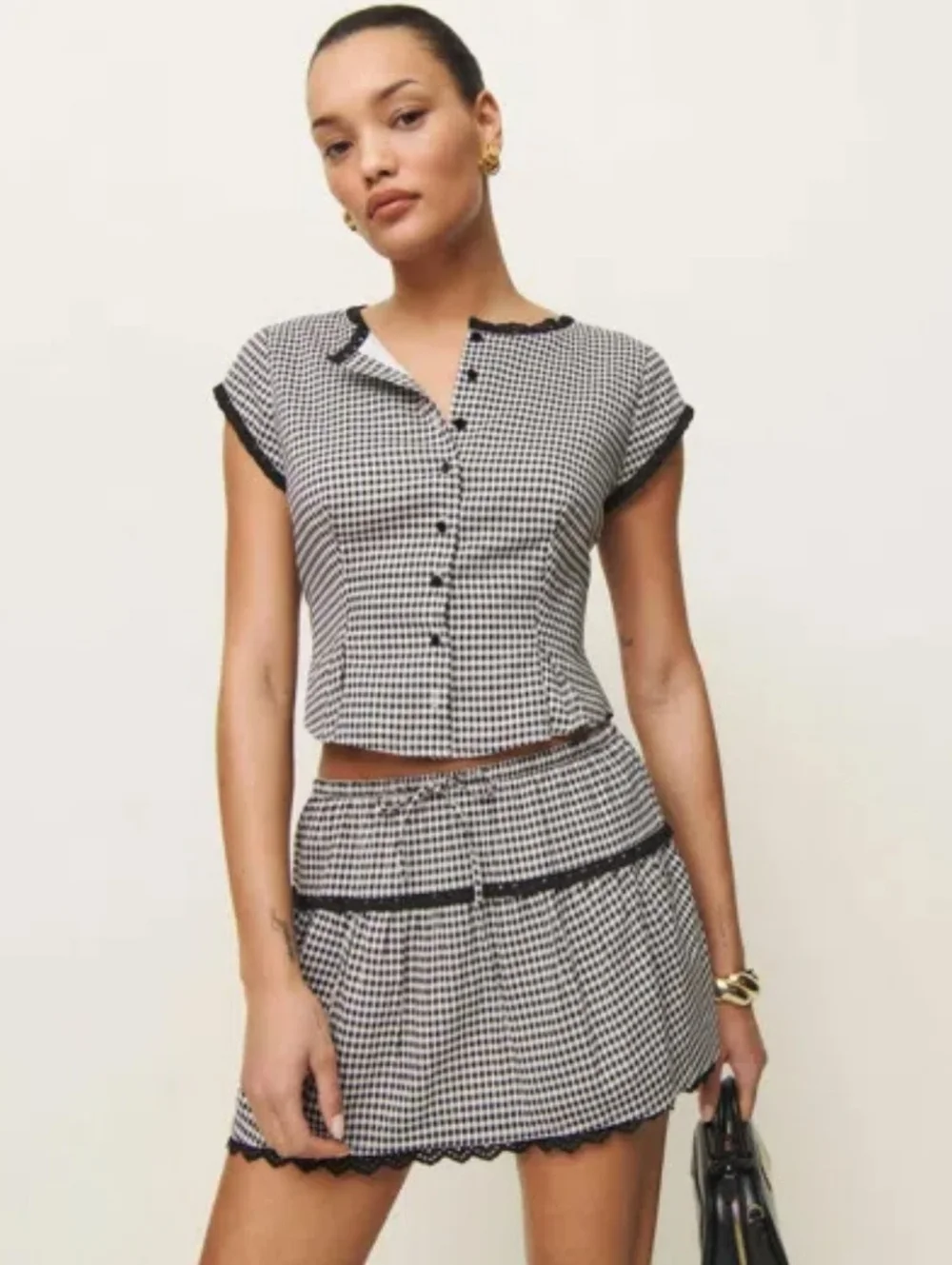 Reformation Valetta Two Piece In Remy Check - Size 6 - Picture 1 of 12